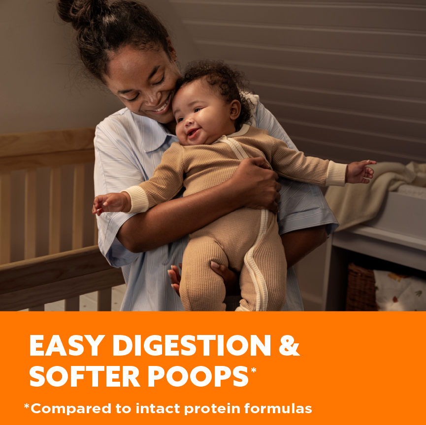 Easy digestion and softer poops compared to intact protein formulas